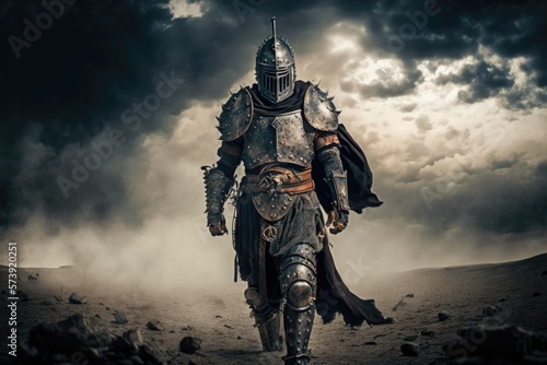 Vászonkép The Grandeur of the Medieval Knight Generative AI
