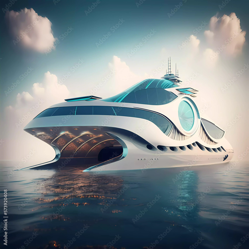 Obraz premium Abstract concept of modern yacht of the future