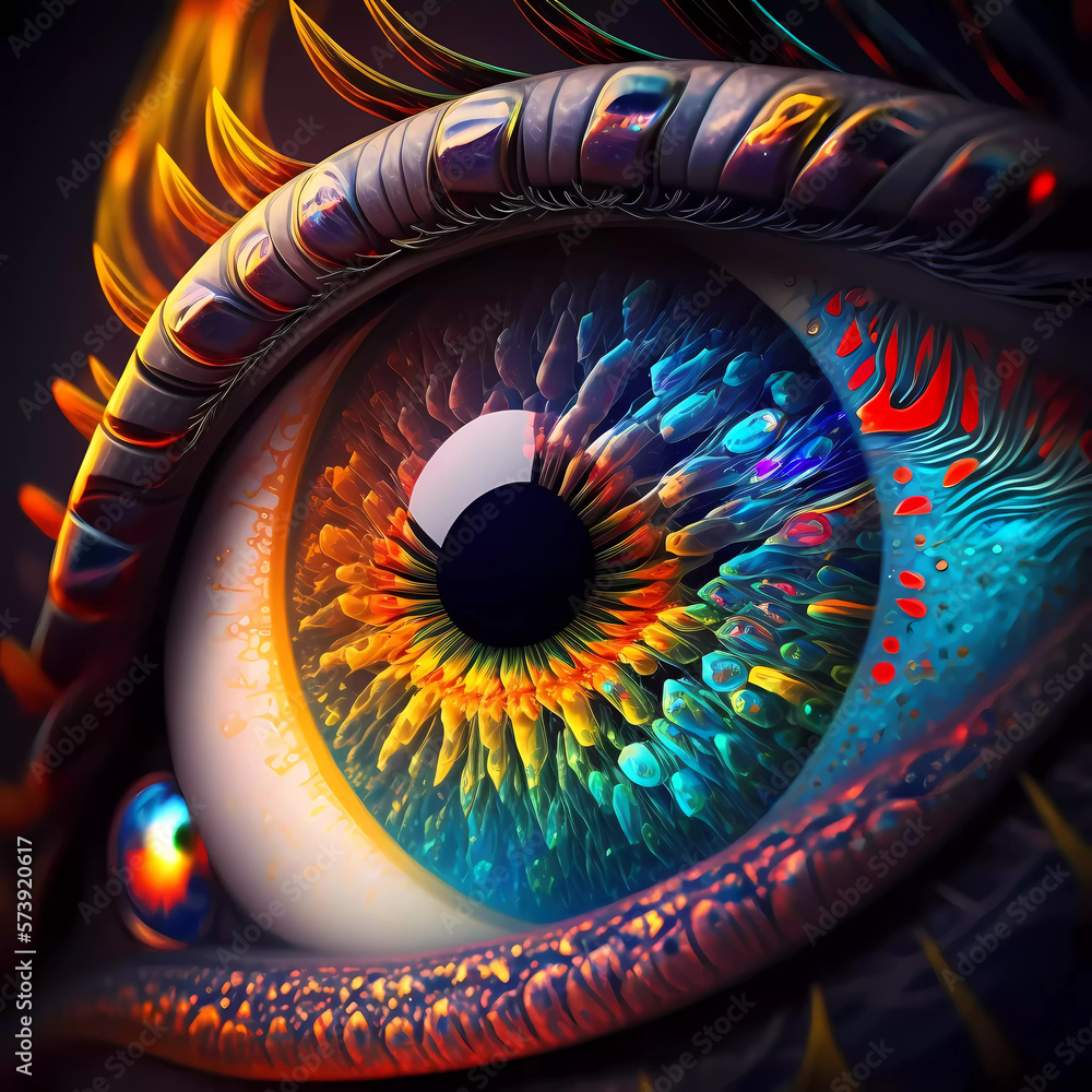 Alien eye, macro illustration, high detail. Beautiful detail eye for art design