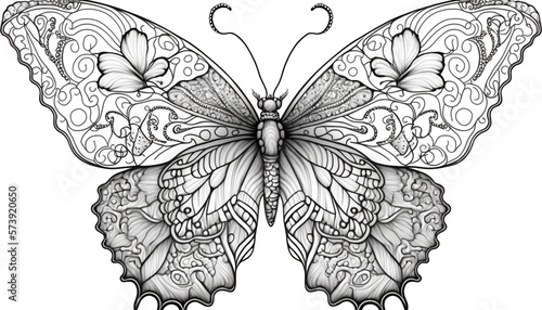a cute coloring book for children that is still black and white, but waiting for colors and then it will become a wonderful colorful butterfly