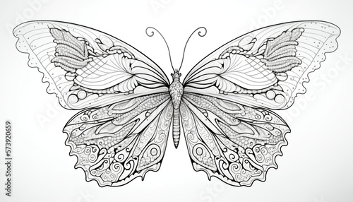a cute coloring book for children that is still black and white  but waiting for colors and then it will become a wonderful colorful butterfly