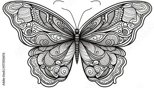 a cute coloring book for children that is still black and white, but waiting for colors and then it will become a wonderful colorful butterfly