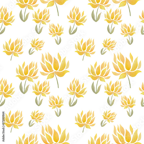 Seamless pattern with watercolor colors on a transparent background. Summer and spring watercolours collection of tulips. Greeting card clipart