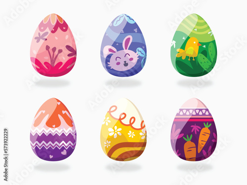 set of cute colorful egg collection illustration for easter day photo
