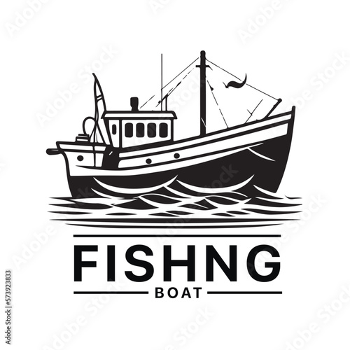 Fishing boat logo design image for Sea transportation and barge boat logo vector
