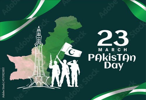 vector realistic illustration and water brush with image for pakistan day