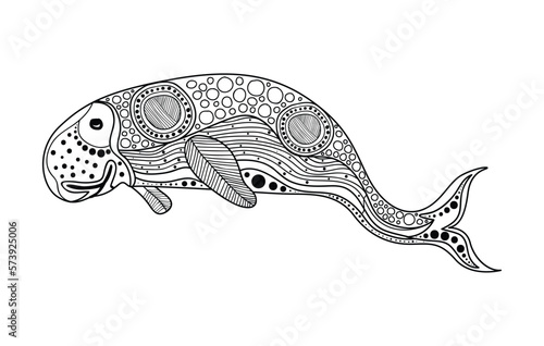 Dugong drawing in aboriginal art style - Vector illustration photo