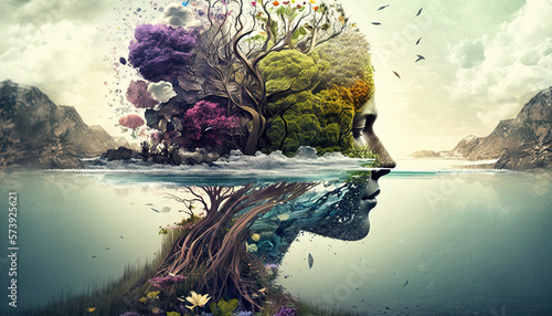 Fotografia, Obraz The healing power of nature, people and nature merge - Generative AI