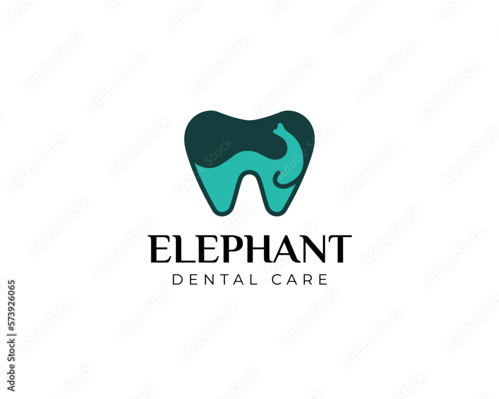 Elephant Head Inside Tooth Dental Care Logo II Elephant Head Inside Tooth Dental Care Logo II