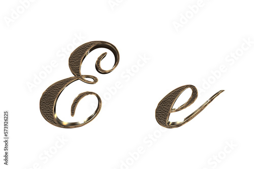 3d render Gold lowercase And uppercase Letters