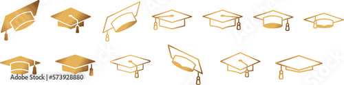 Congratulations graduation. Class of 2023. Graduation cap icons. Academy of Education School of Learning