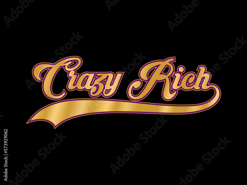 Vector design of typography text Crazy Rich on gold effect on dark background