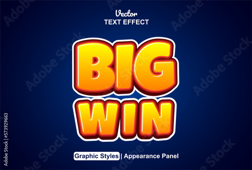 big win text effect with graphic style and editable.