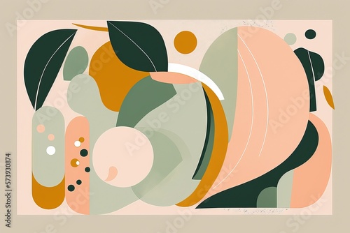 illustration numérique abstraite de formes colorées, flat design expressionniste