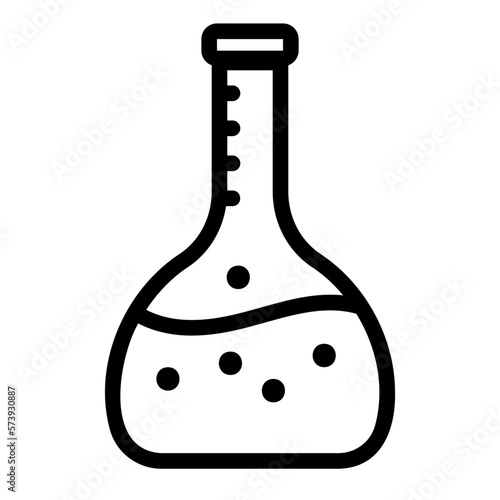Volumetric flask icon for measuring volume of chemical liquids in laboratory research
