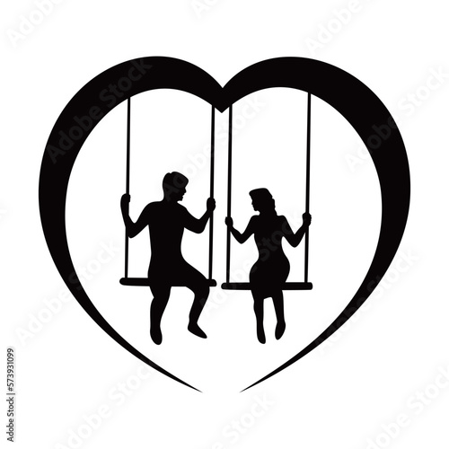 couple swing silhouette design. romantic moment icon, sign and symbol.