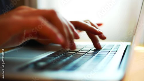Typing on laptop keyboard