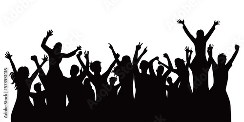 happy crowd people silhouette design. fun music party background.