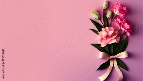 Pink background with flowers decoration