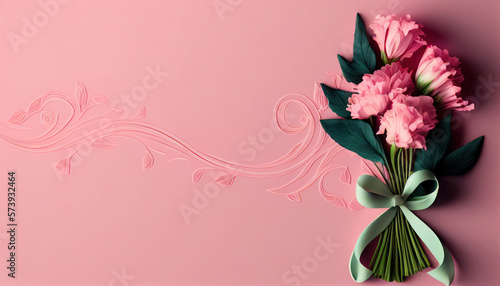 Pink background with flowers decoration, pink background