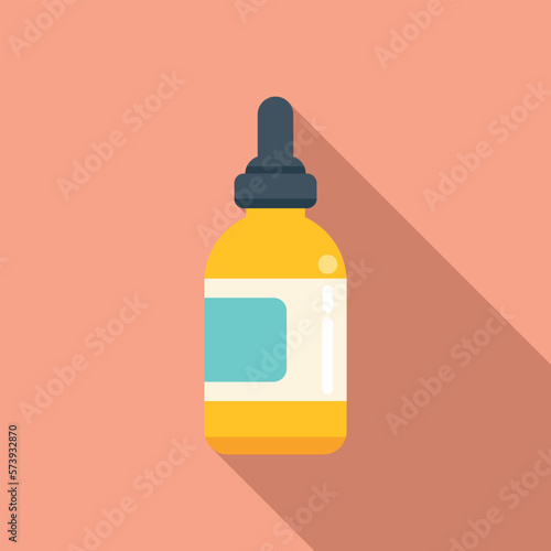 Vitamin D dropper icon flat vector. Sun nutrition. Human protection