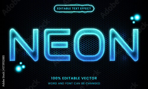 Futuristic Neon glowing blue 3D Editable text Effect Style