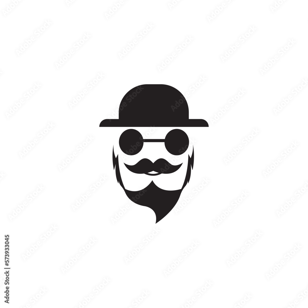 man's face with a mustache, in a hat.logo abstract vector illustration man's face with a mustache, in a hat.logo abstract vector illustration