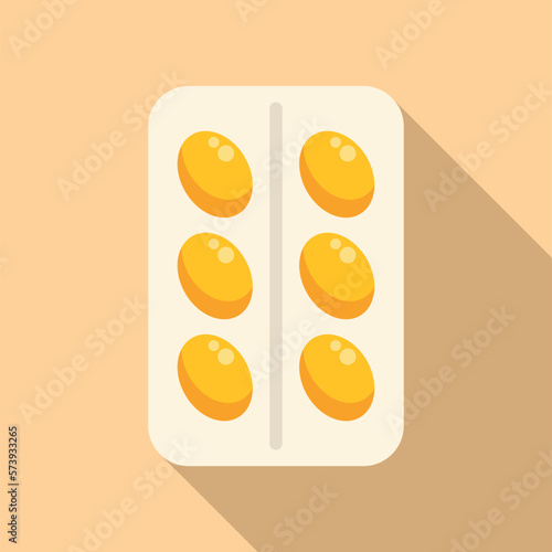 Vitamin D blister icon flat vector. Health sun. Supplement pill