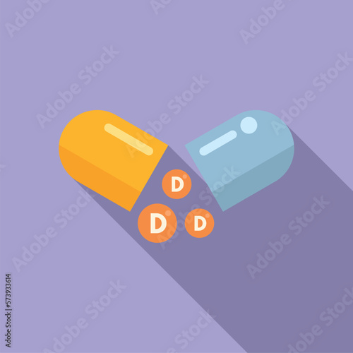 Vitamin D pill icon flat vector. Diet skin. Healthy food
