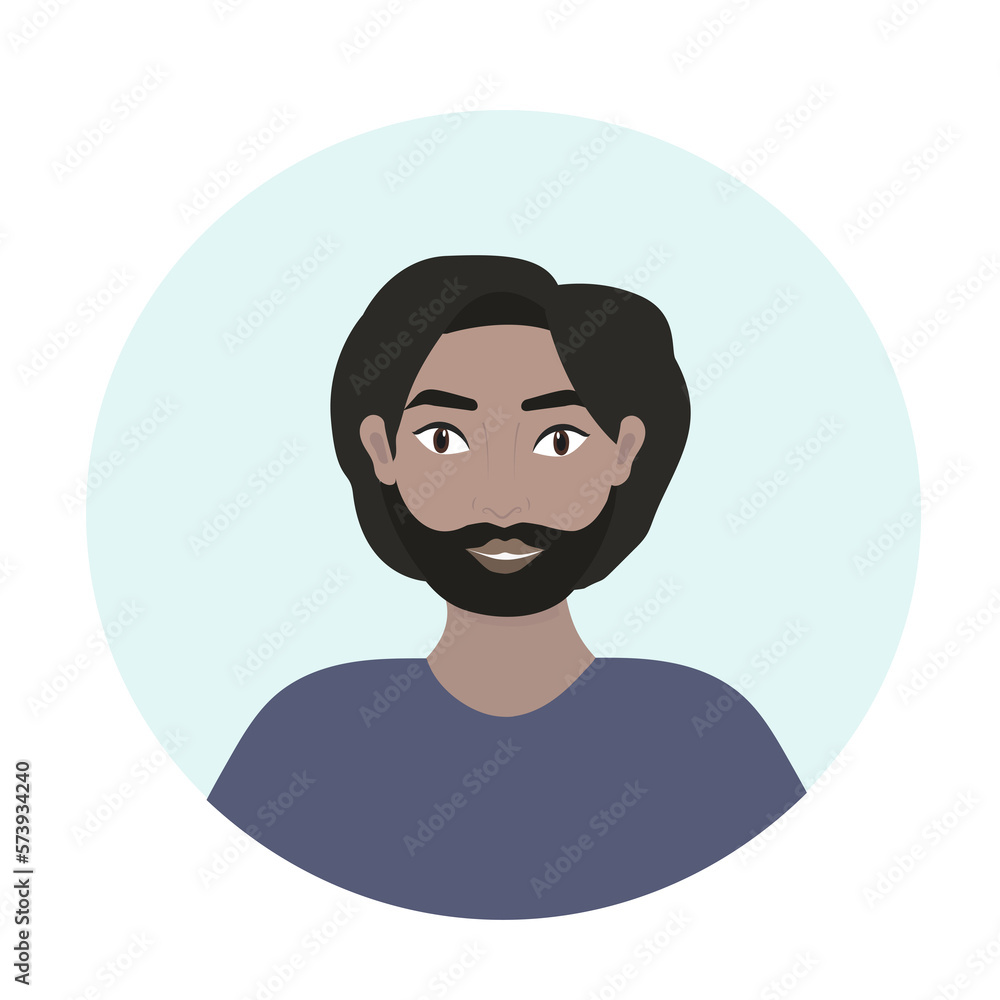 Male character icon. Cute illustration in flat cartoon style Male character icon. Cute illustration in flat cartoon style