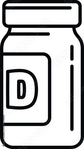 Vitamin D bottle icon outline vector. Food nutrition. Diet skin