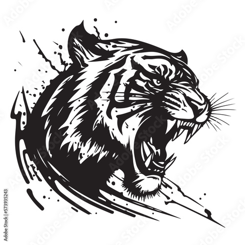 Roaring tiger logo design vector illustration. Good for logo