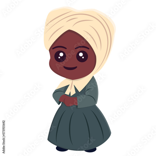 Muslim girl in traditional clothes. Young Arab kid. Vector illustration.