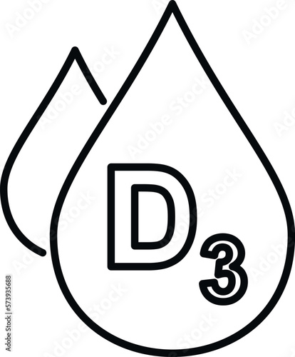 Vitamin D drop icon outline vector. Diet skin. Human healthy