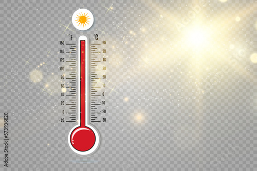 
Illustration of a thermometer for measuring climatic conditions. Thermometers for heat and cold.
