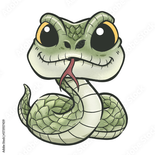 Vector Illustration of Cartoon Green Snake