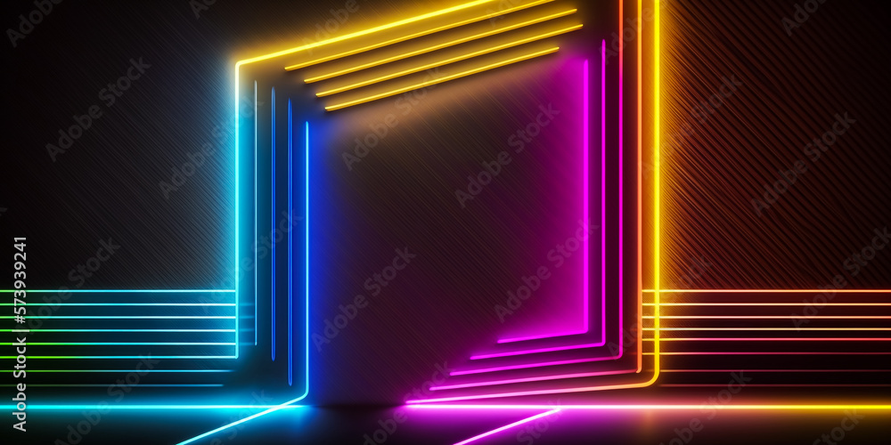 Fototapeta premium Abstract painting concept. Colorful neon light art background. Generative AI.