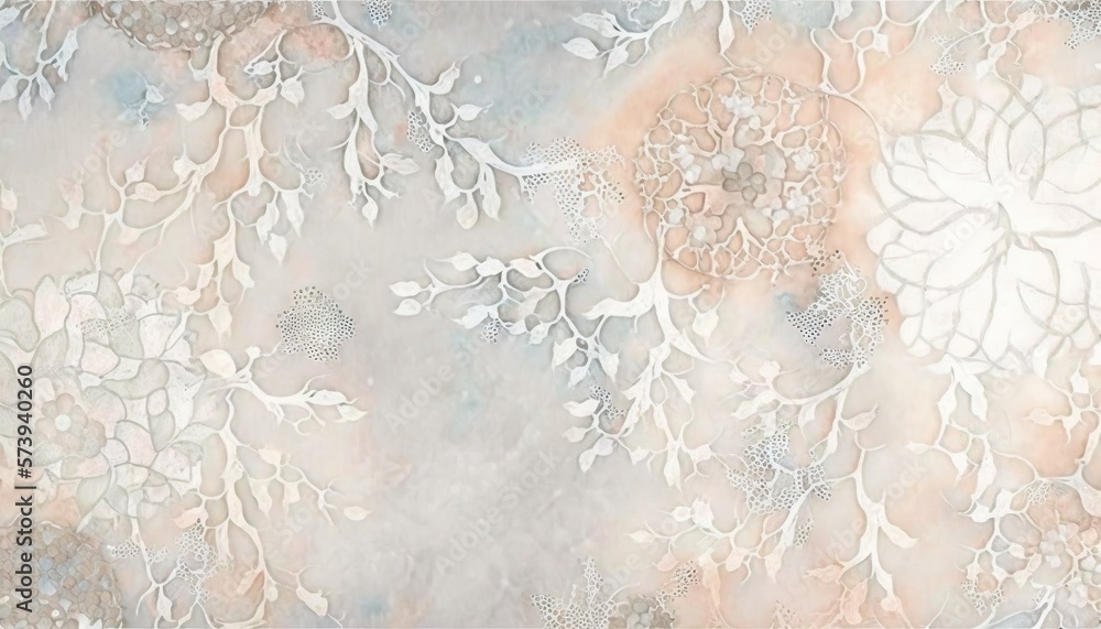 a painting of flowers and leaves on a gray and pink background. generative ai a painting of flowers and leaves on a gray and pink background. generative ai