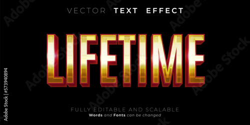 Editable text effect lifetime 3d gold style concept