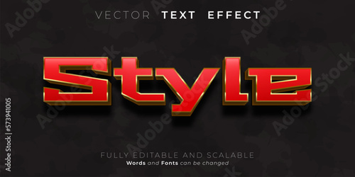Editable text effect style 3d red gold style concept