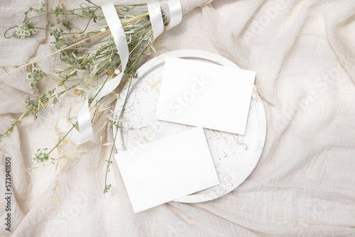 RSVP cards mockup with wild flowers 