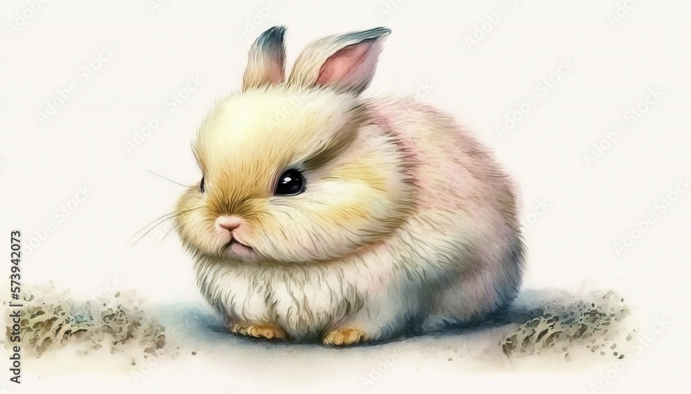 a white rabbit sitting on top of a white ground next to a pile of dirt. generative ai a white rabbit sitting on top of a white ground next to a pile of dirt. generative ai