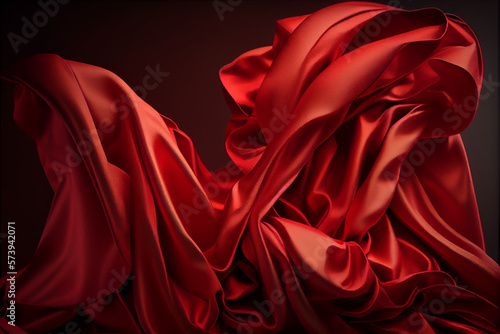 Red silk satin fabric. Generative AI