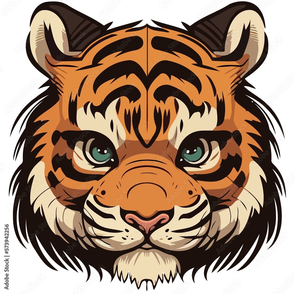 Fototapeta premium common tiger feline mammal animal face created with Generative AI technology