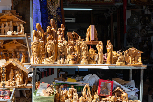 The Souvenir shop selling souvenirs on Al-Bishara street near Church Of Annunciation in Nazareth, northern Israel