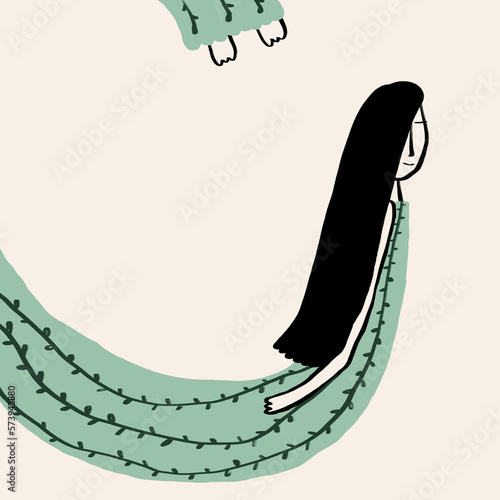 Vector illustration of snake woman in dress photo