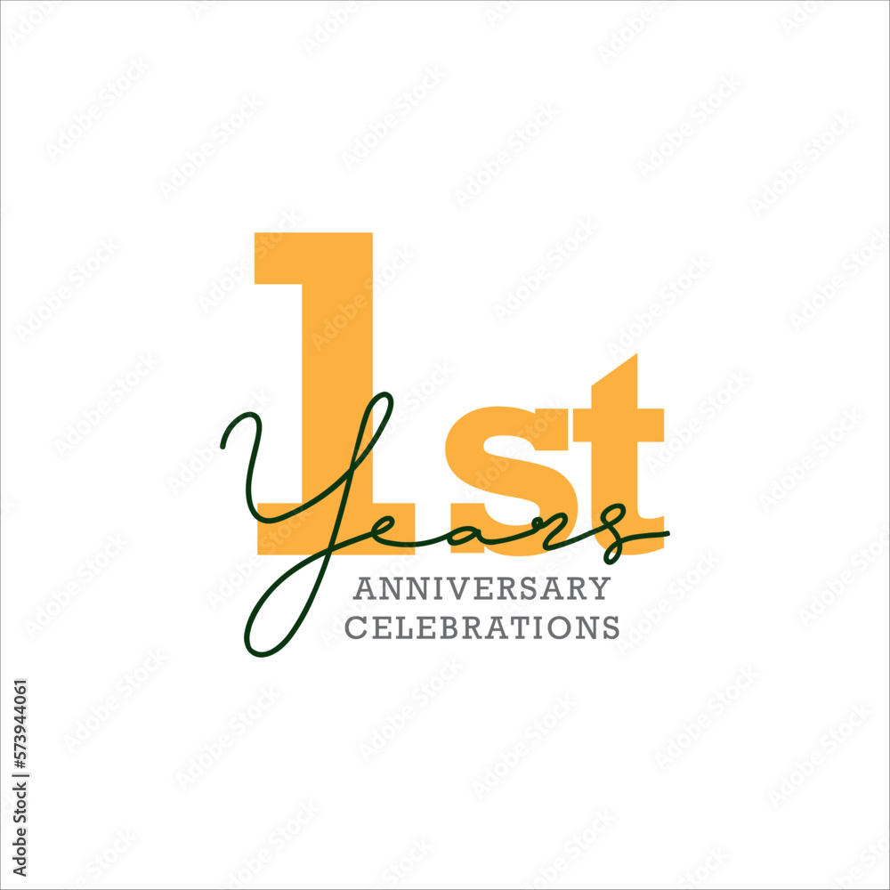 1 years anniversary. Anniversary template design concept with golden