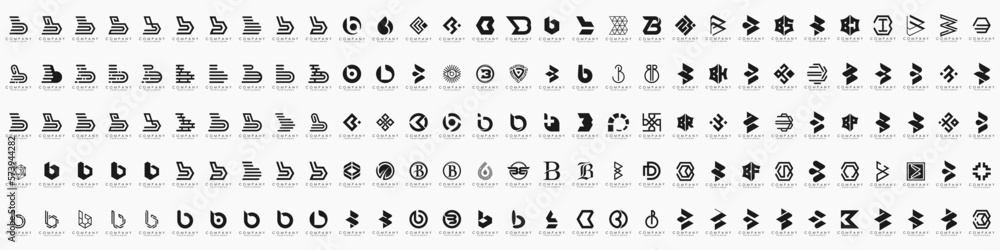 abstract letter B logo icon set. design for business of luxury, elegant, simple.