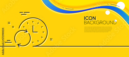 Time line icon. Abstract yellow background. Update clock or Deadline symbol. Time management sign. Minimal update Time line icon. Wave banner concept. Vector