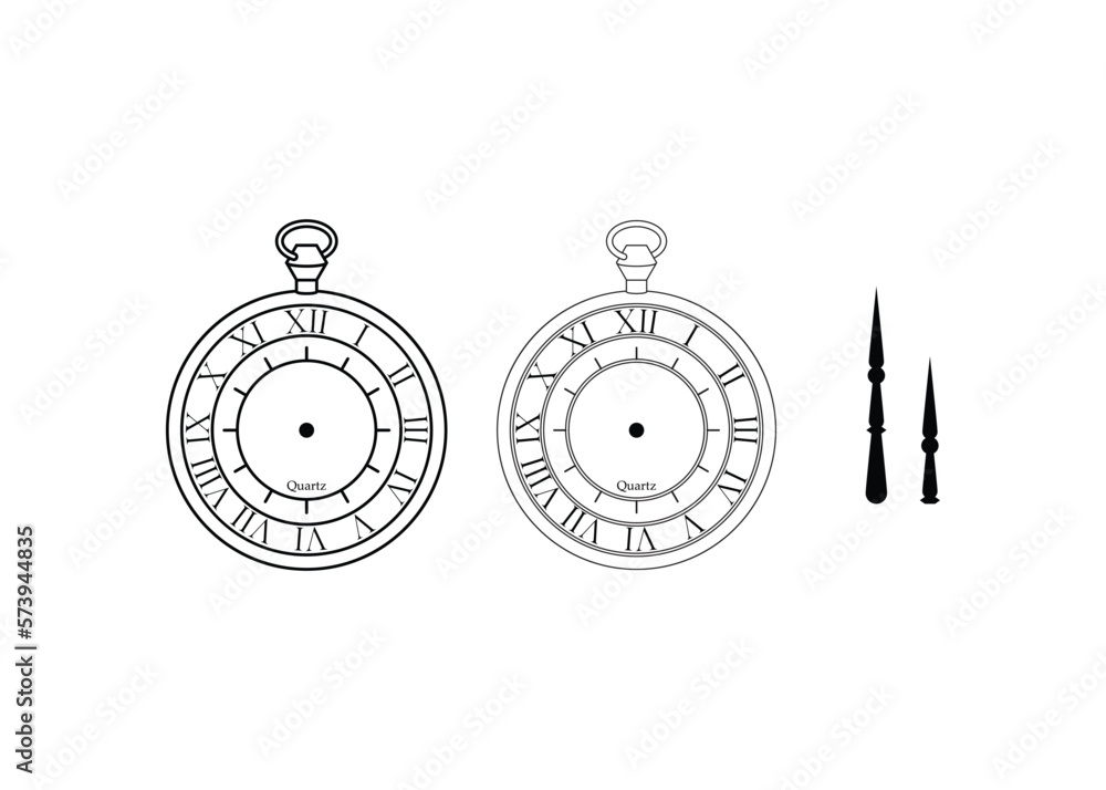 sketch line illustration.classic clock icon. sketch line illustration.classic clock icon.